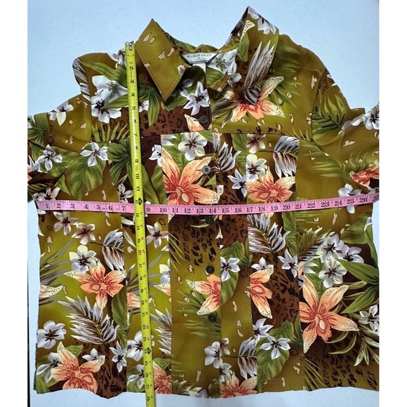 Allison‎ Daley Button up Jacket Green Tropical Tiger Lilly Floral Pockets 22W - Picture 4 of 6